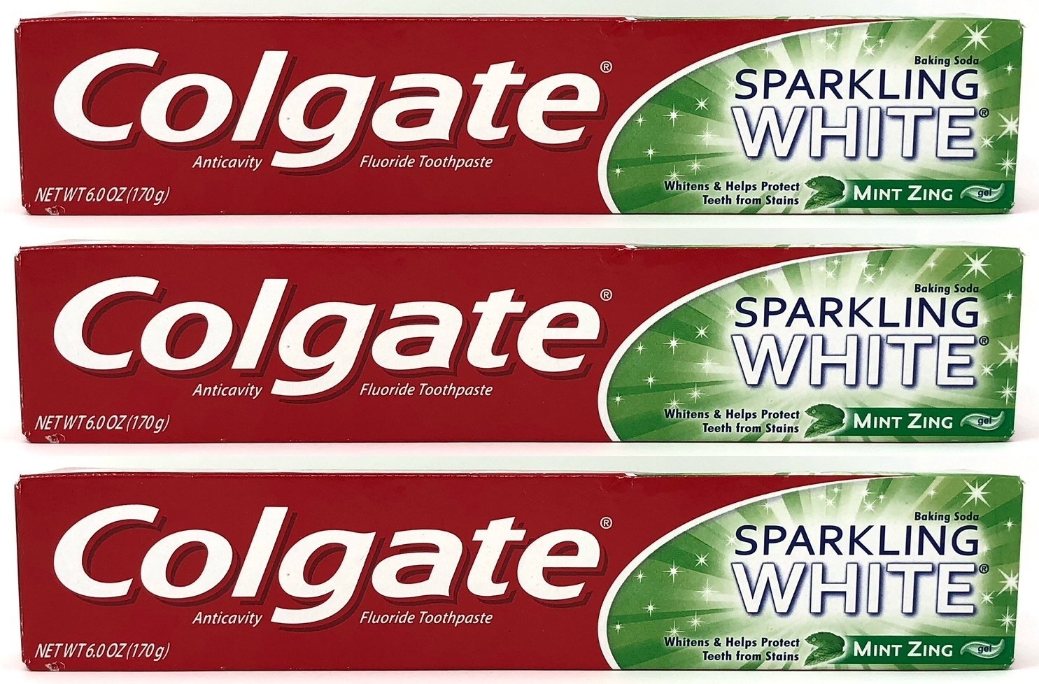 Colgate Sparkling White Baking Soda Anticavity Fluoride Gel Toothpaste Mint Zing 6 oz tube