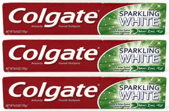 Colgate Sparkling White Baking Soda Anticavity Fluoride Gel Toothpaste Mint Zing 6 oz tube