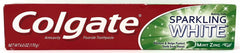 Colgate Sparkling White Baking Soda toothpaste Mint Zing 6 oz packaging