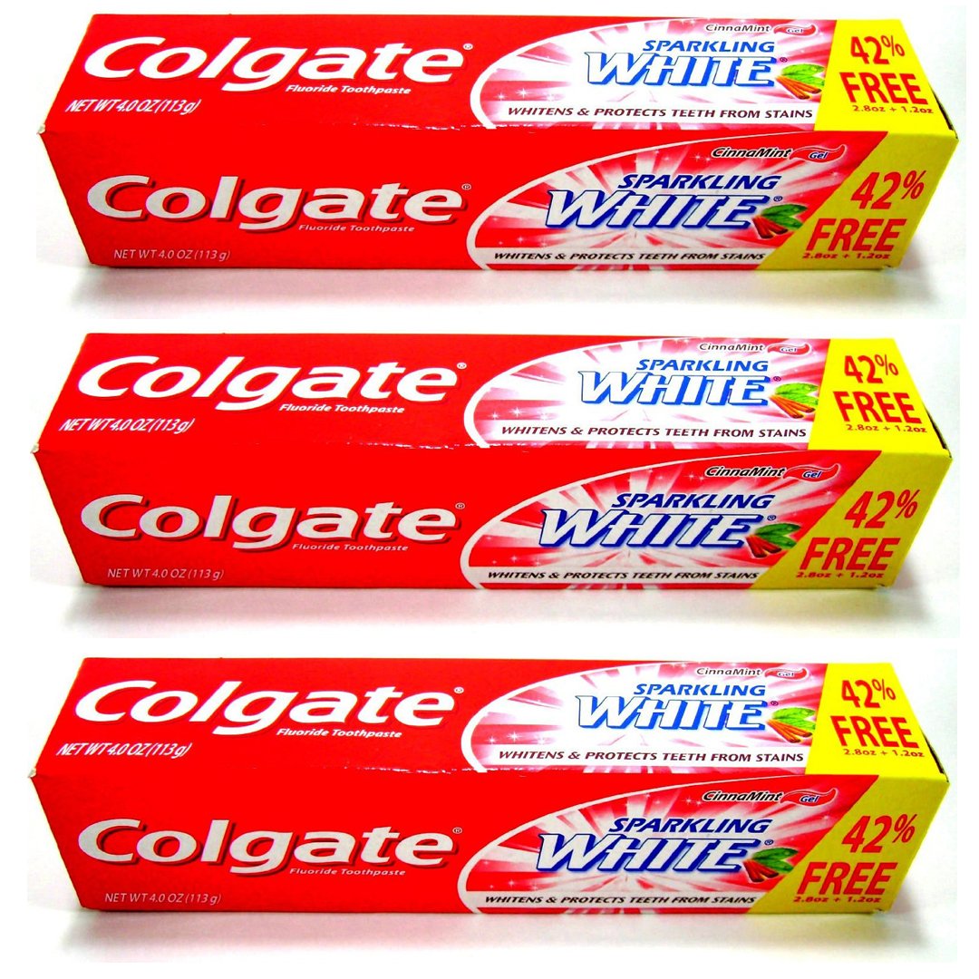 Colgate Sparkling White Cinnamint Gel Toothpaste 4 oz - Pack of 3