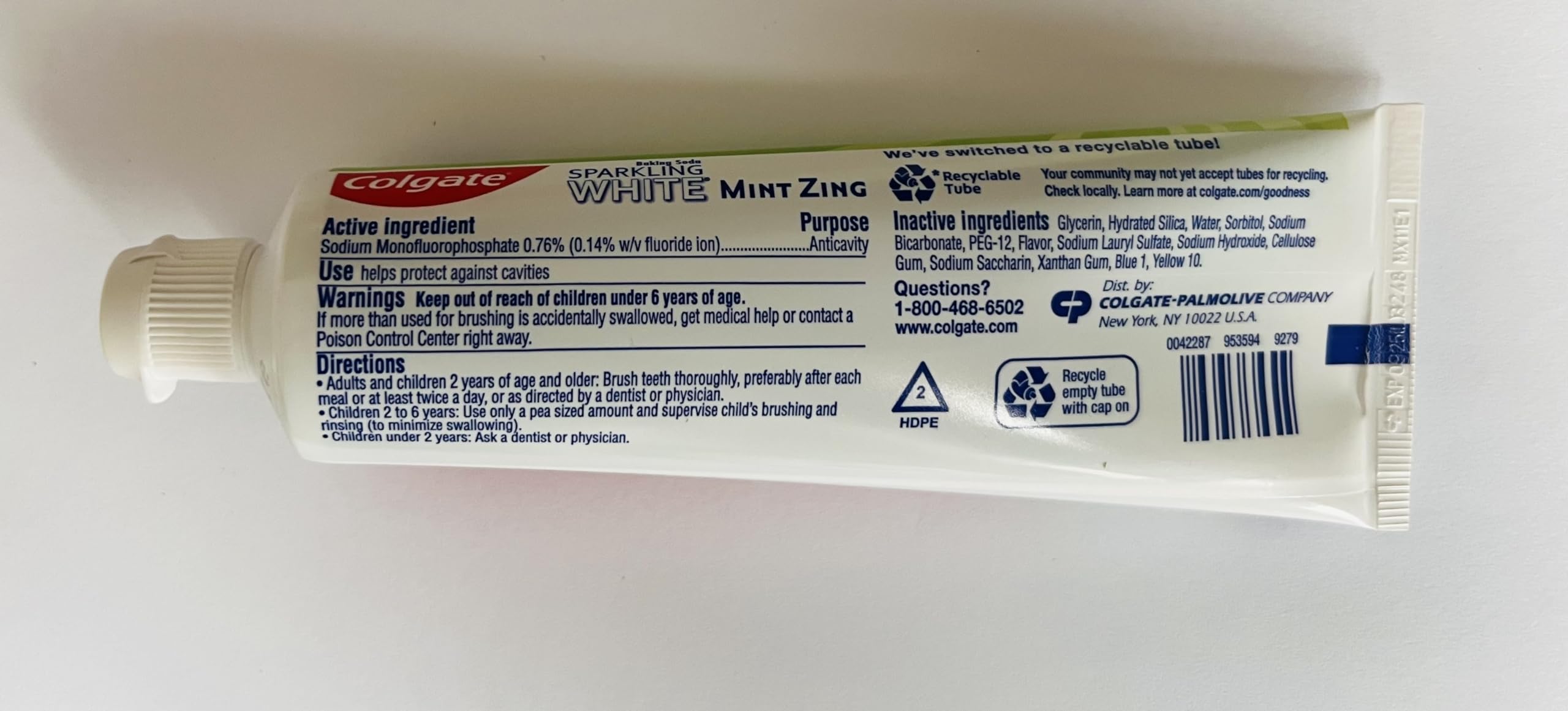 Minty freshness Colgate Sparkling White toothpaste on bathroom counter