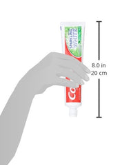 Close-up of toothpaste tube label and branding