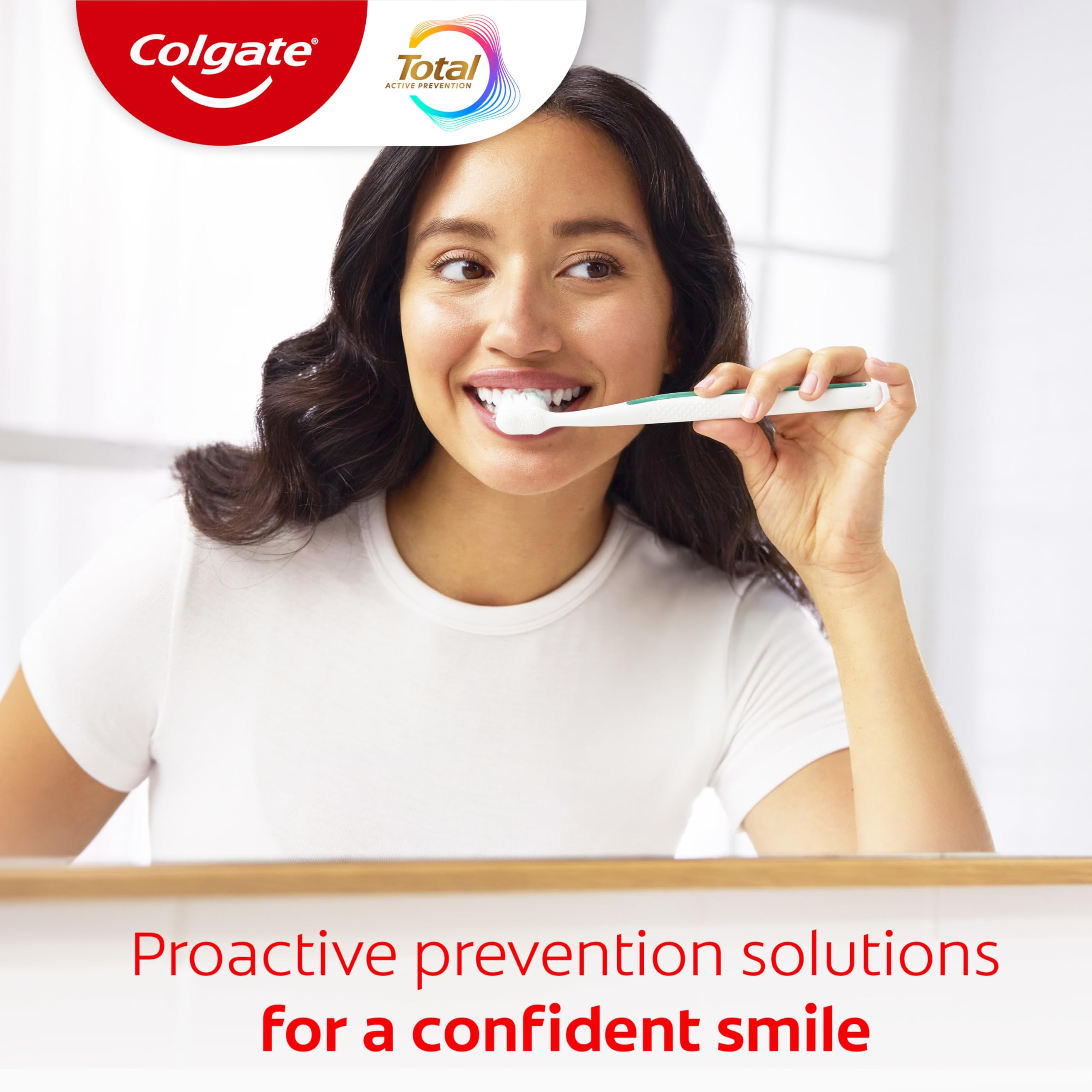 Back view of Colgate Total Active Prevention Clean Mint toothpaste 4-pack packaging