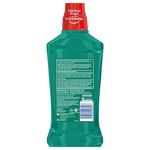 Back view of Colgate Total Advanced Pro-Shield Mouthwash Spearmint 33.8 oz bottle