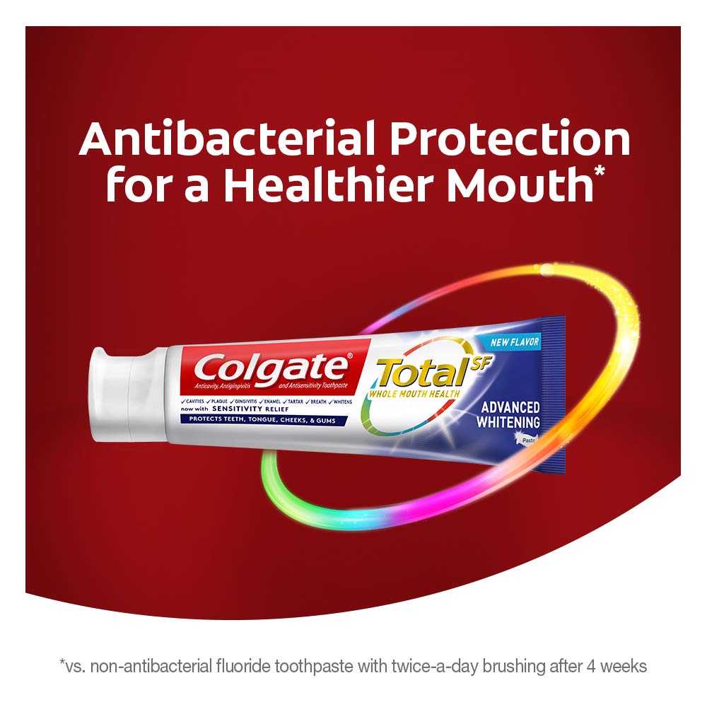 Label close-up highlighting whitening and fluoride benefits
