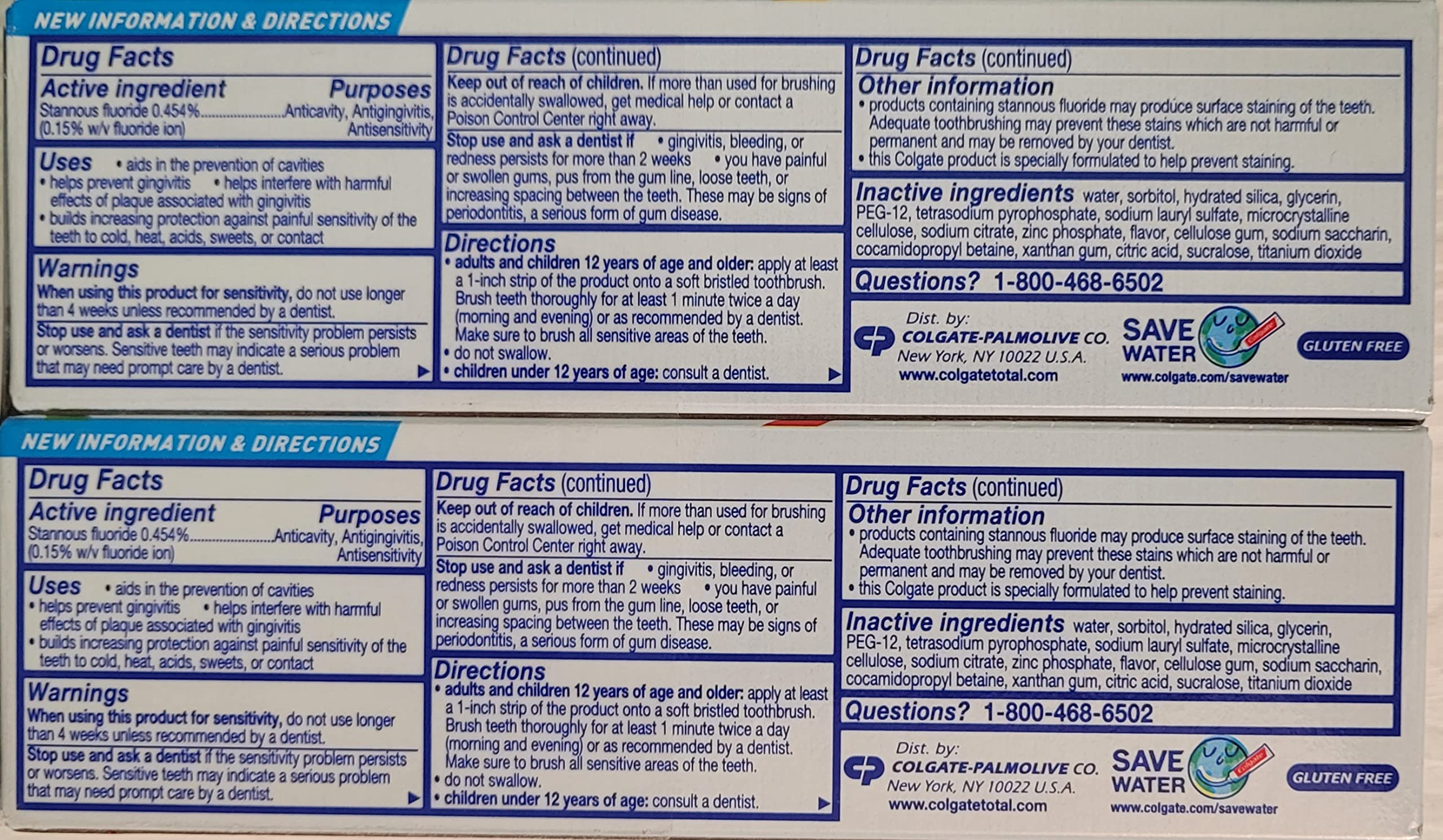 Two Colgate Total SF Clean Mint toothpaste tubes, 3.3 oz each, in a 2-pack