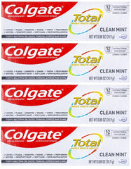 4-pack box of Colgate Total Clean Mint Toothpaste 0.88 oz each