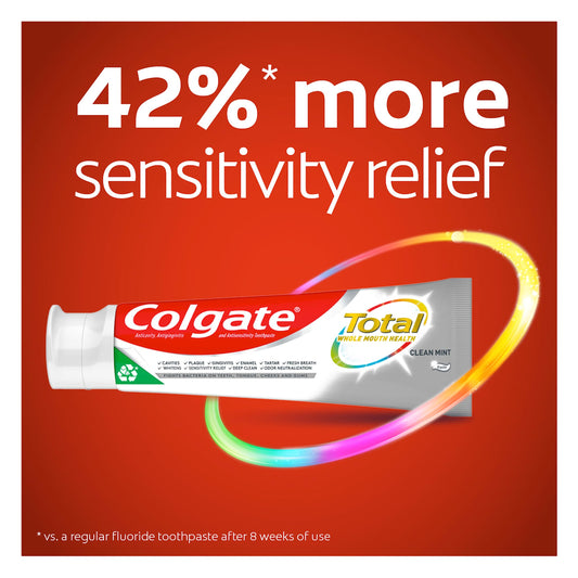 Pack shot showing four 4.8 oz toothpaste tubes