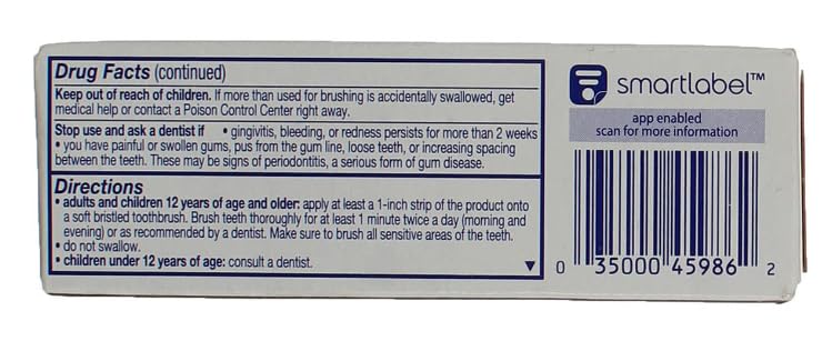 Back view of Colgate Total Clean Mint travel size toothpaste pack