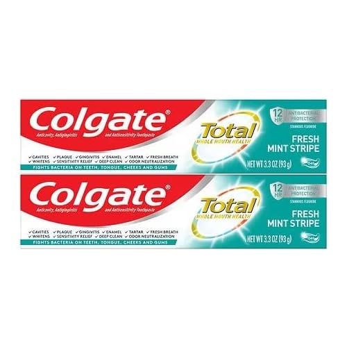 Colgate Total Fresh Mint Stripe Gel toothpaste 3.3 oz (93 g) Pack of 2