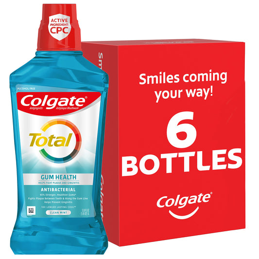 Front view of Colgate Total Gum Health Alcohol Free Mouthwash 1L bottle
