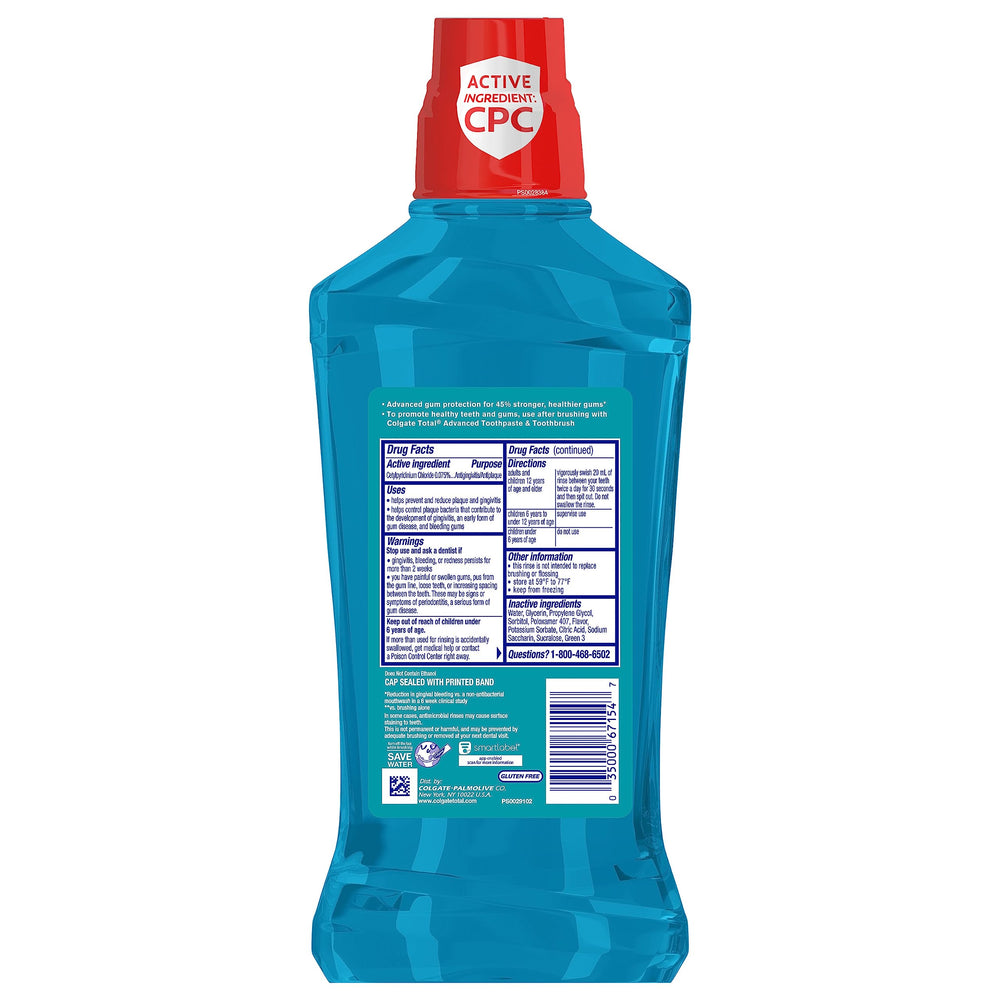 ADA-accepted Colgate Total Gum Health mouthwash label