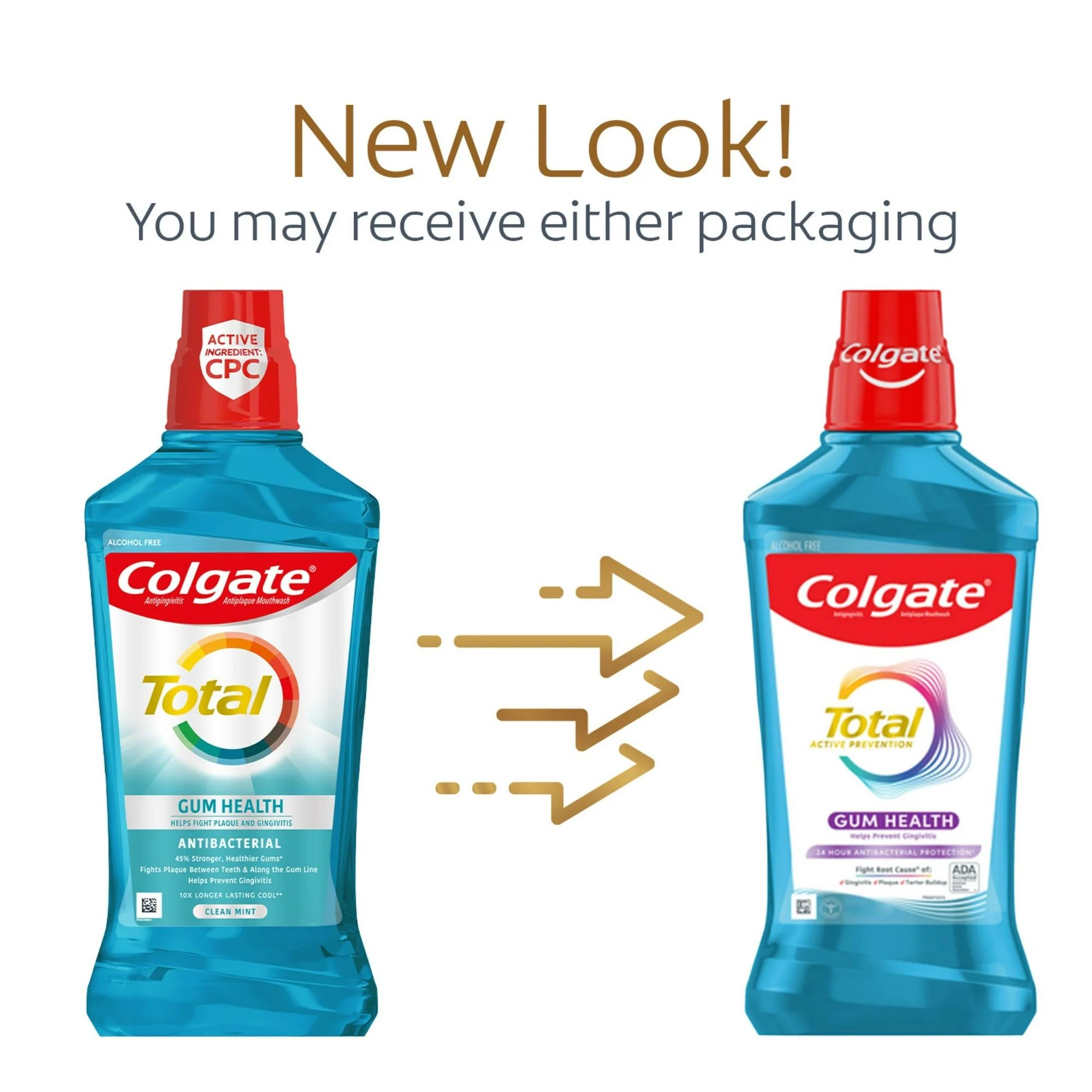 Colgate Total Gum Health Mouthwash Clean Mint bottle close-up