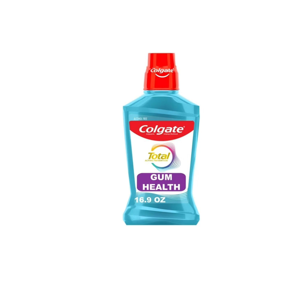 Front view of Colgate Total Gum Health Mouthwash Clean Mint 500mL bottle (Pack of 6)