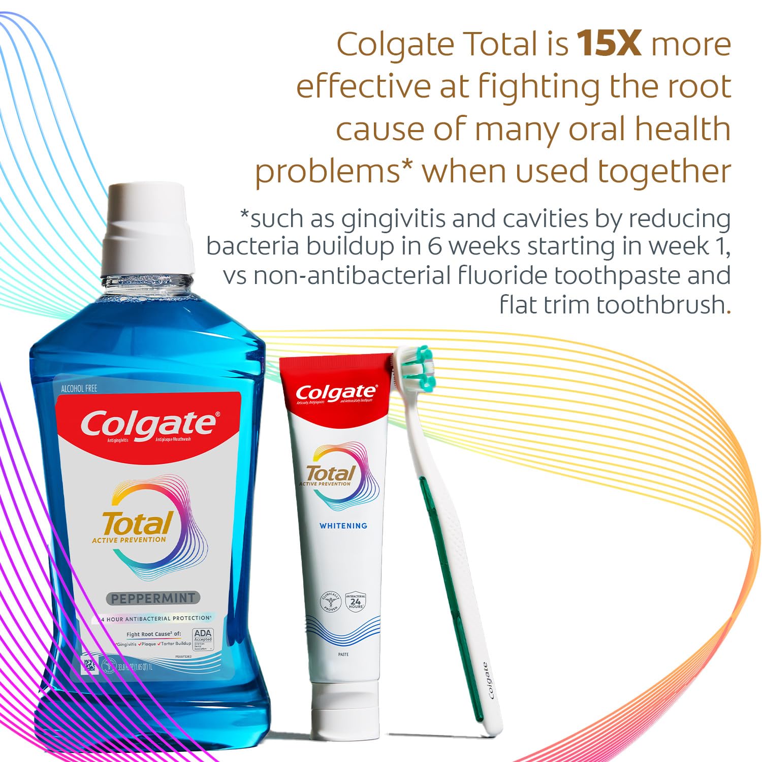 Rear view of Colgate Total Whitening Toothpaste 24 pack packaging