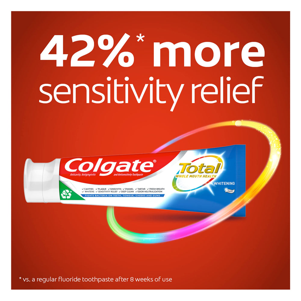 Back view of Colgate Total Whitening Toothpaste 4.8 oz 2-count