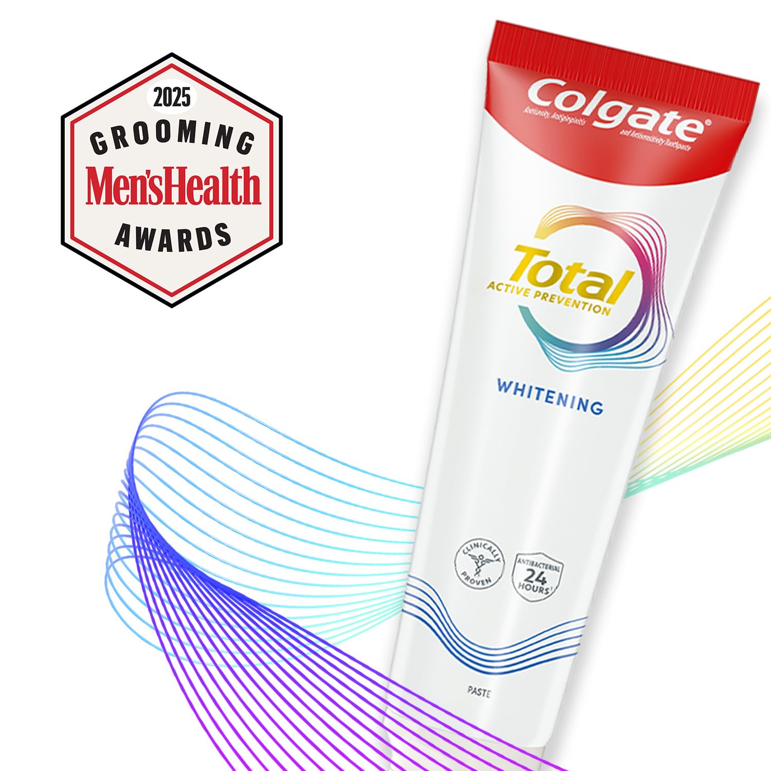Close-up of Colgate Total Whitening Toothpaste tube