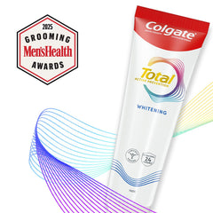 Close-up of Colgate Total Whitening Toothpaste tube