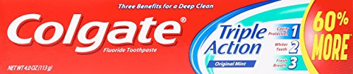 Colgate Triple Action Mint toothpaste 4 oz tube close-up