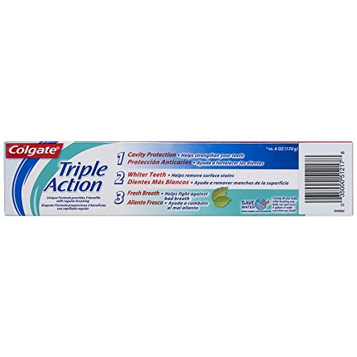 Colgate Triple Action Toothpaste Mint 8.0 oz pack - back view