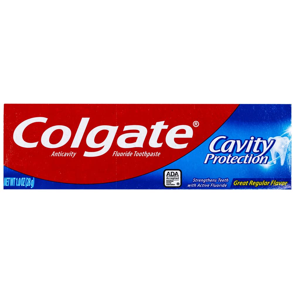 Pack of 10 travel-size Colgate toothpaste tubes