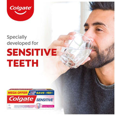 Product packshot showing Colgate Sensitive Everyday Protection 160g 2x80g tubes