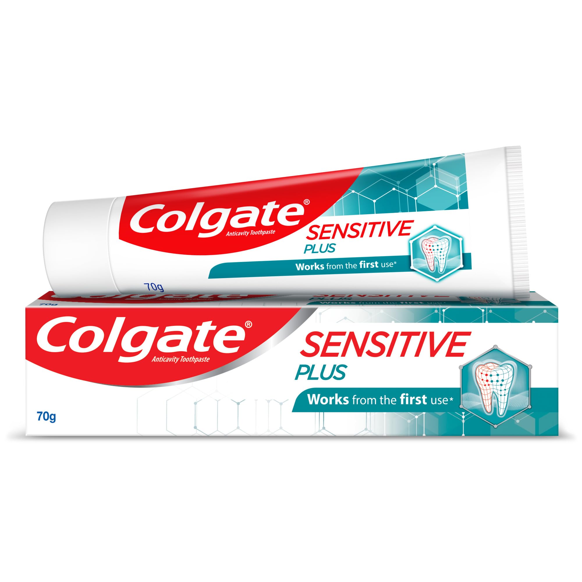 Colgate Sensitive Plus toothpaste 70g on white background