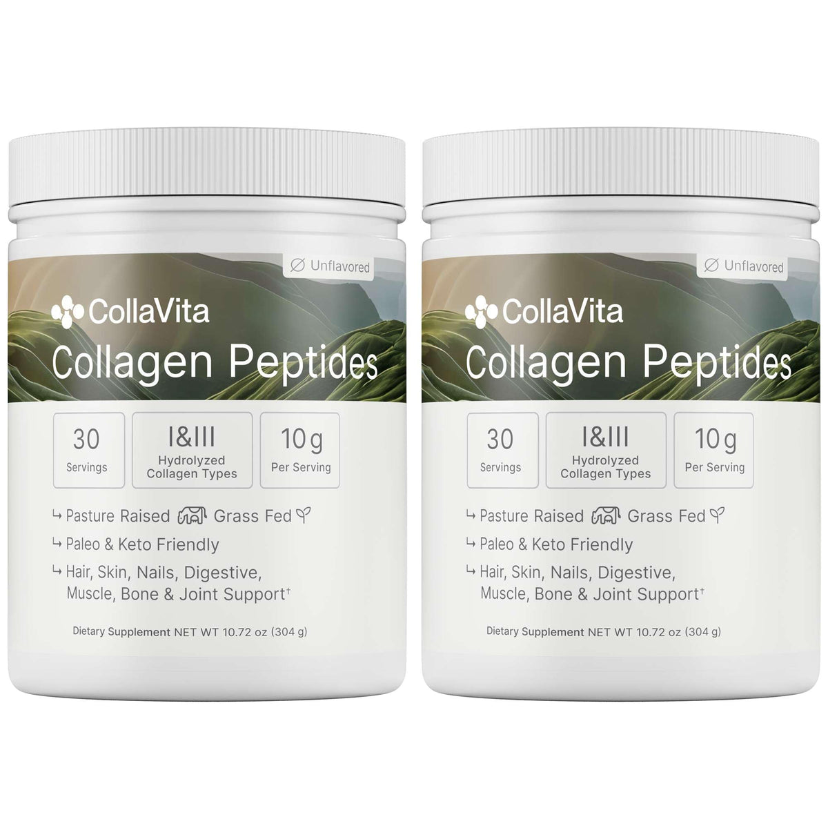 Front view of Colla Vita Collagen Powder, grass-fed, 10oz