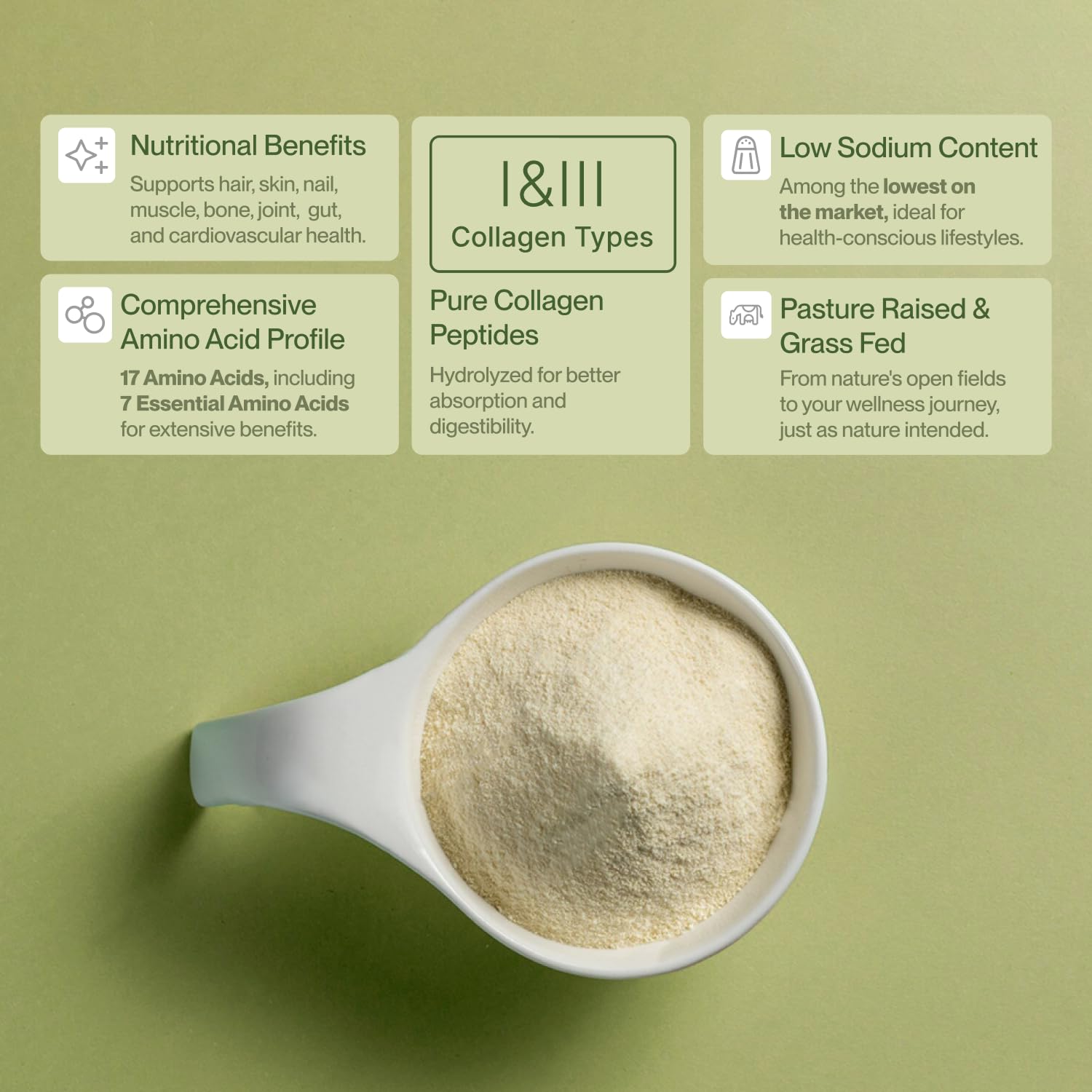 Collagen powder supporting hair, nails, skin and joints