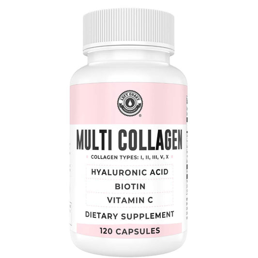 Collagen capsules bottle with Biotin, Hyaluronic Acid and Vitamin C