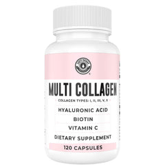 Collagen capsules bottle with Biotin, Hyaluronic Acid and Vitamin C
