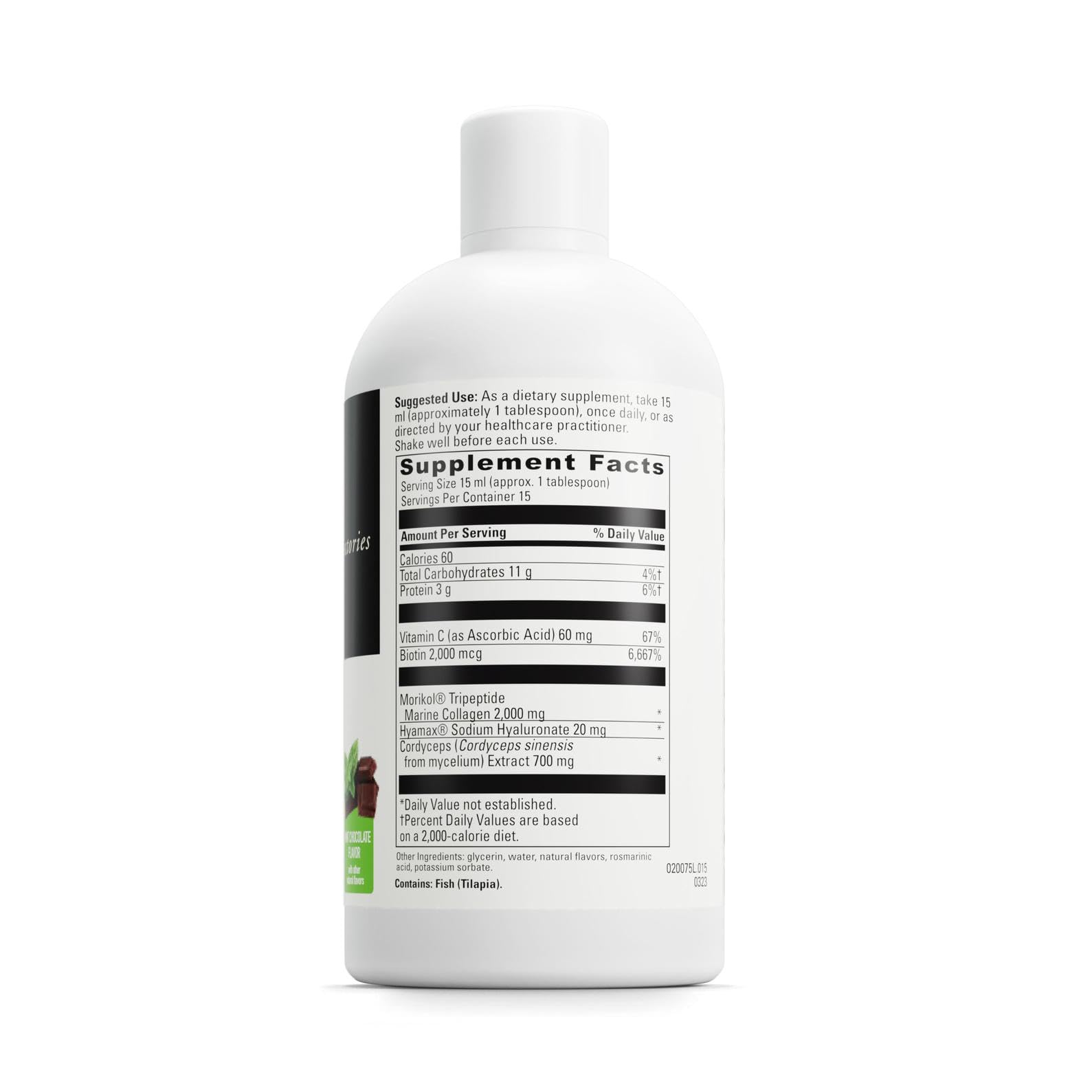 Back view of the Collagen Flex bottle showing ingredients and nutrition facts