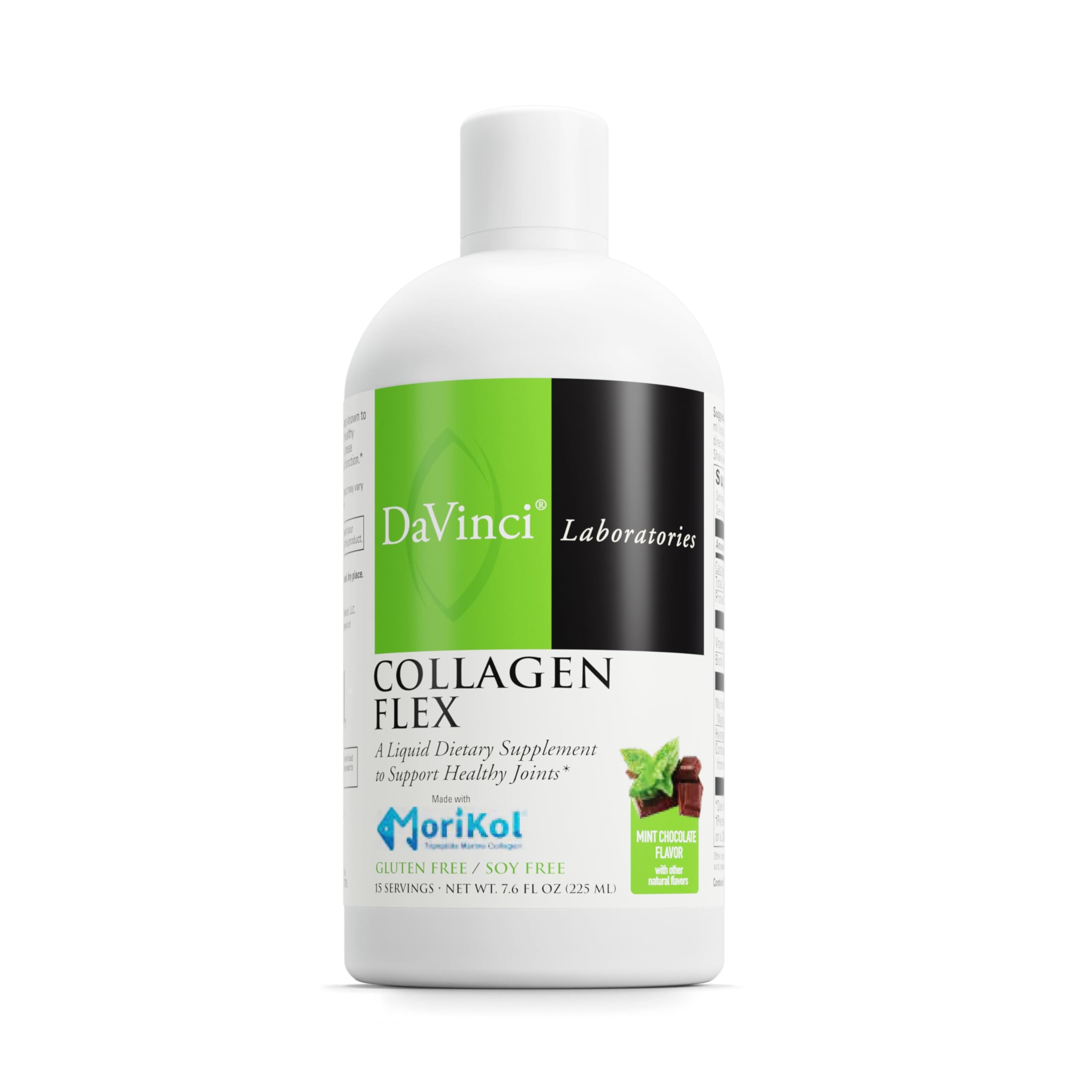 Front view of the DAVINCI Collagen Flex bottle in Mint Chocolate flavor