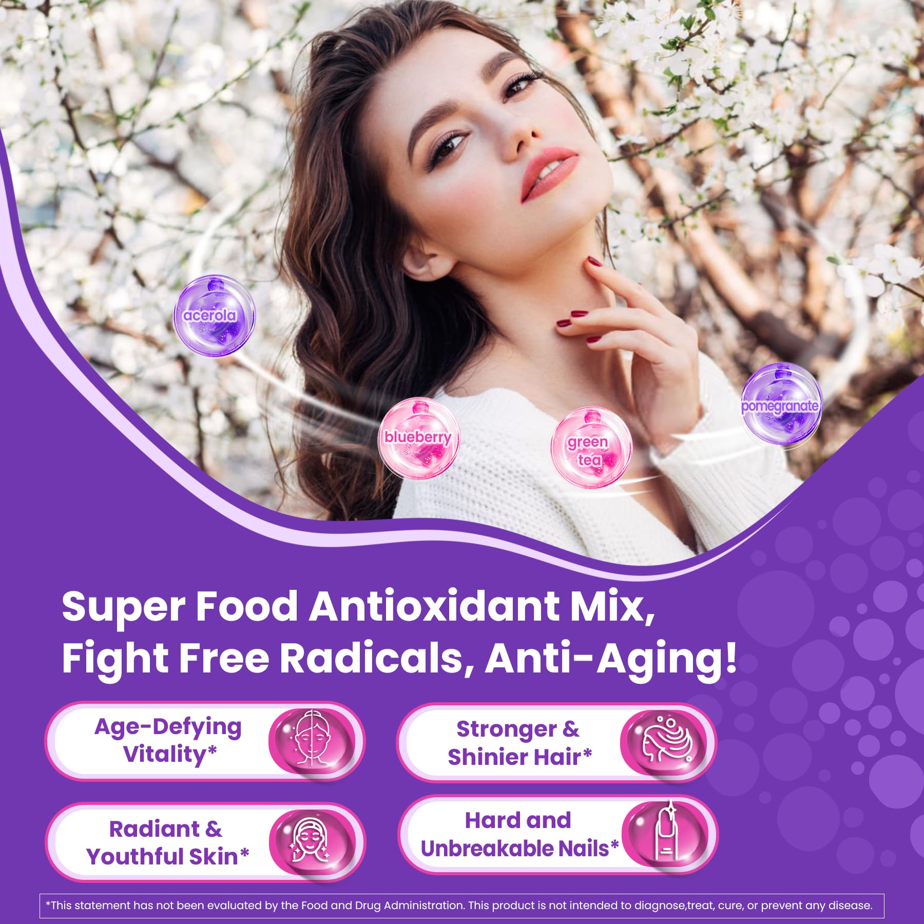 Sugar-free collagen gummies for anti-aging and hair, skin, nails