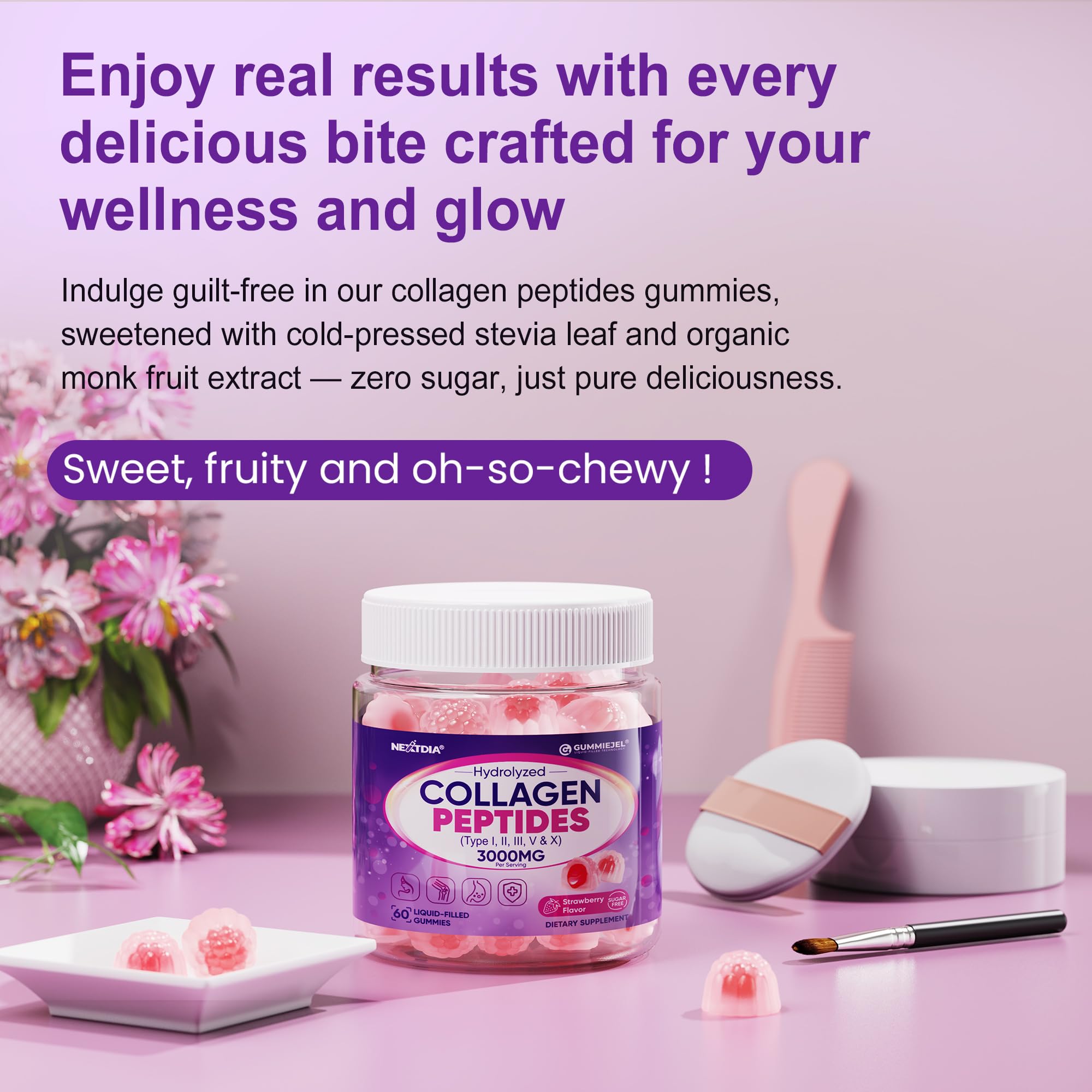 Healthy lifestyle concept with collagen gummies