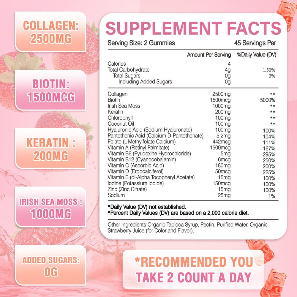Close-up of strawberry-flavored collagen gummy