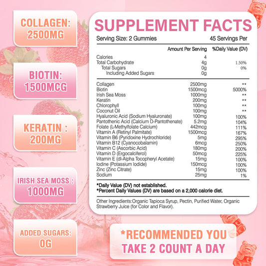 Close-up of strawberry-flavored collagen gummy