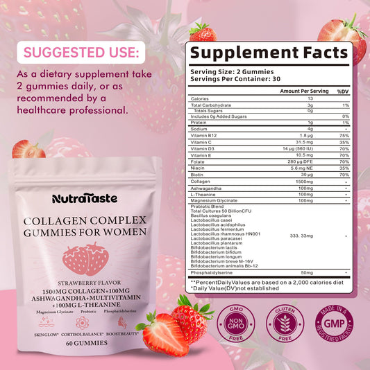Close-up of strawberry-flavored collagen gummies