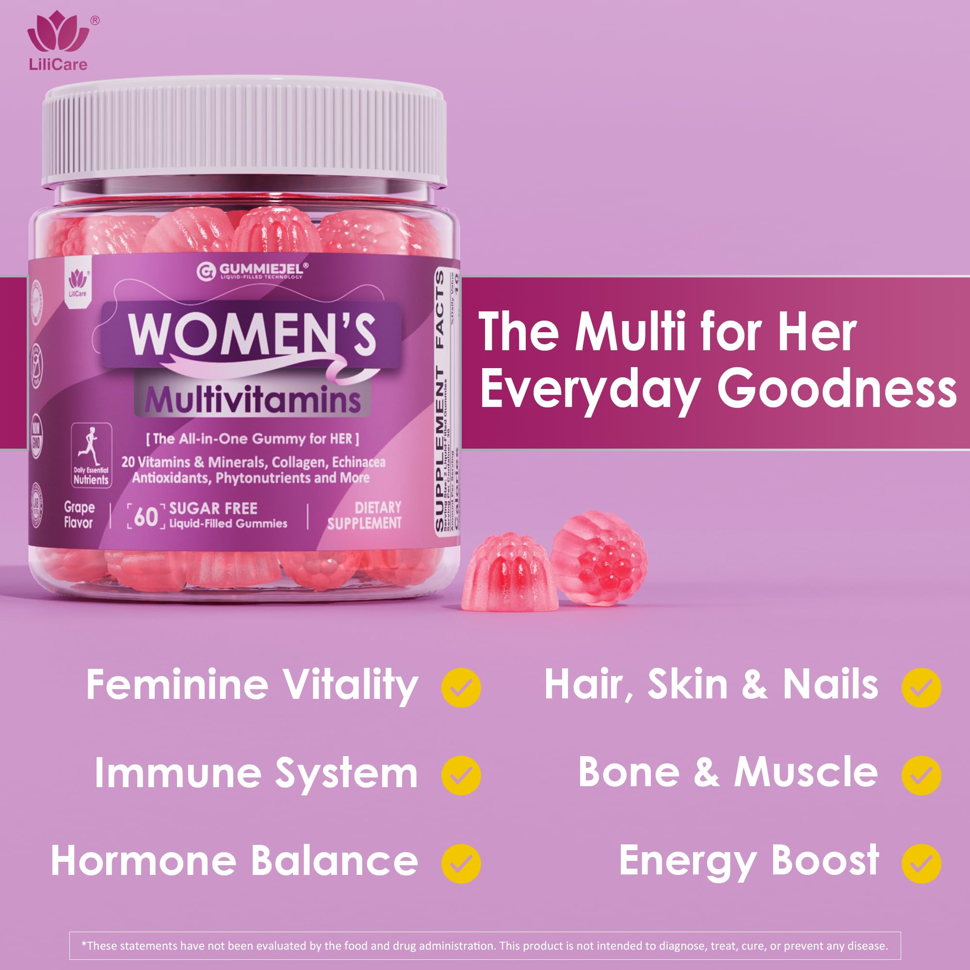 Collagen and keratin for hair, skin and nails in gummies