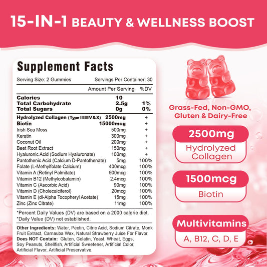 Close-up of multi-collagen peptides types I II III V X