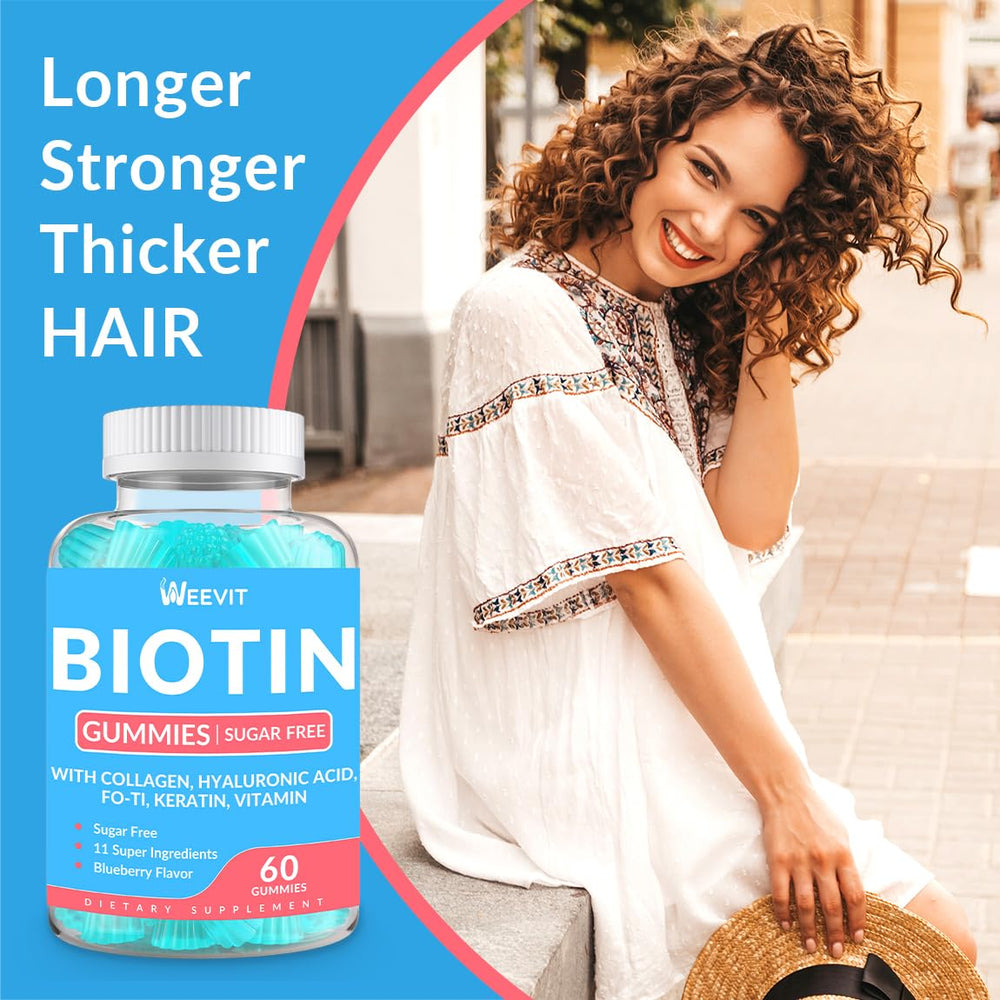 Biotin with collagen peptides (Type I & III) in gummies