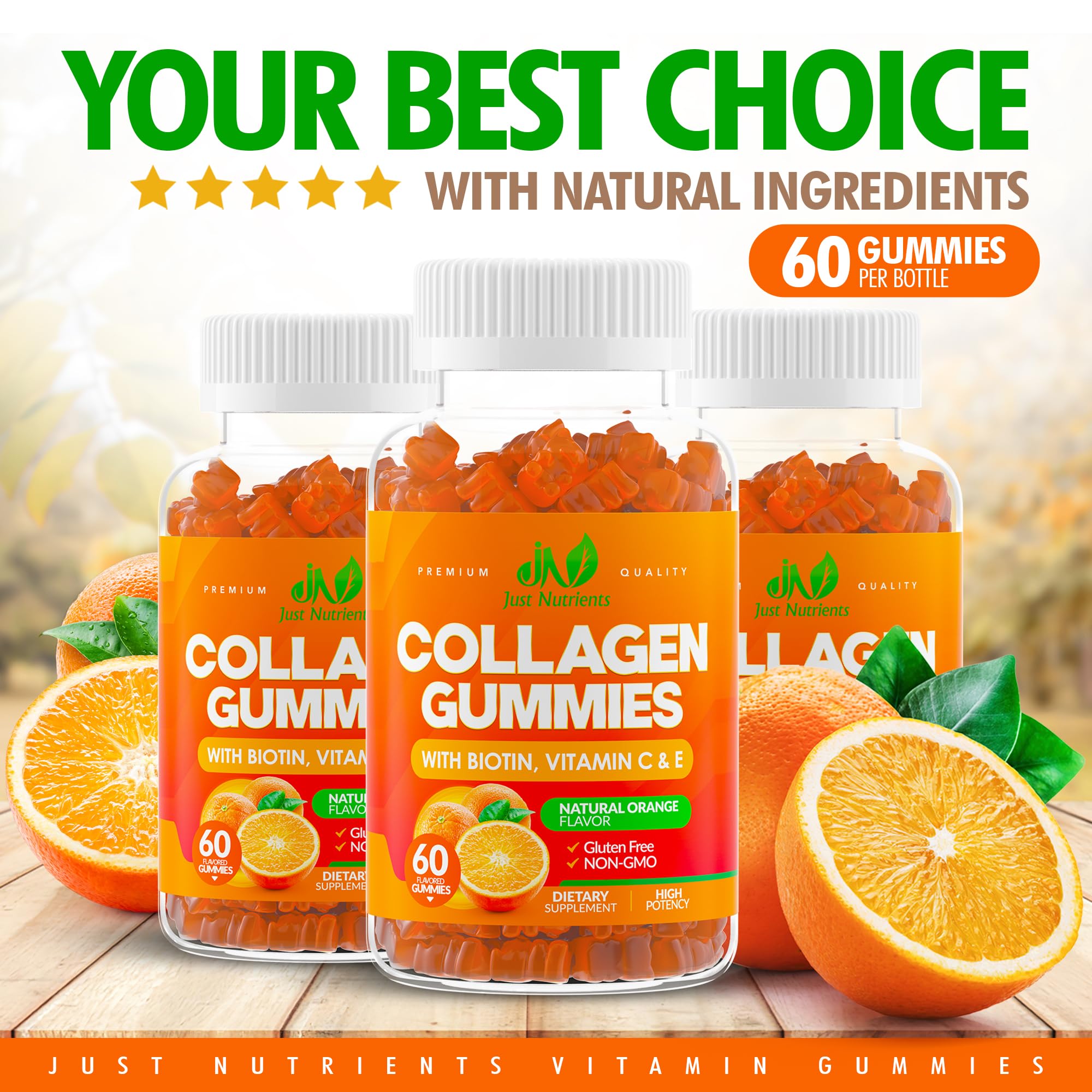 Illustration of hair, skin and nails benefiting from collagen gummies