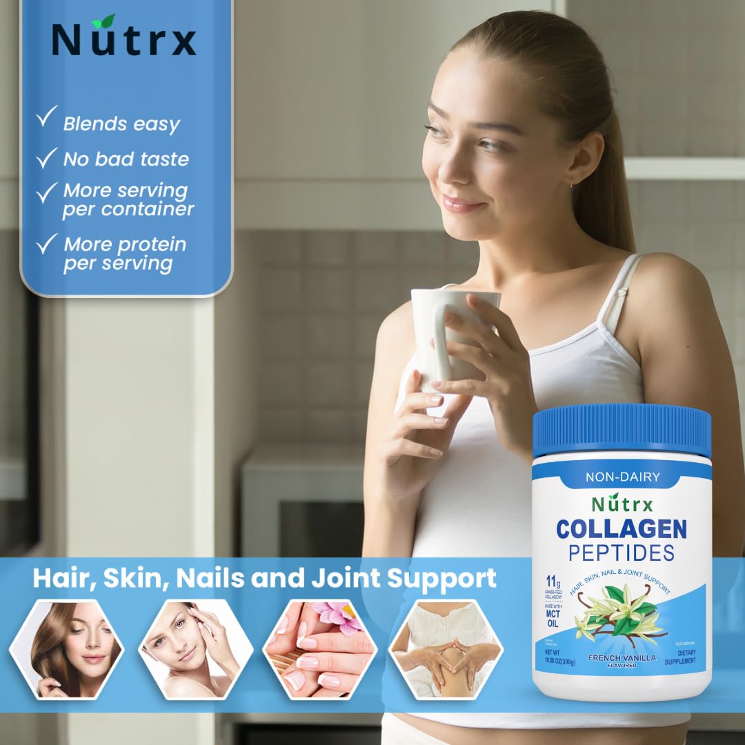 Vanilla collagen powder with Nutrx branding