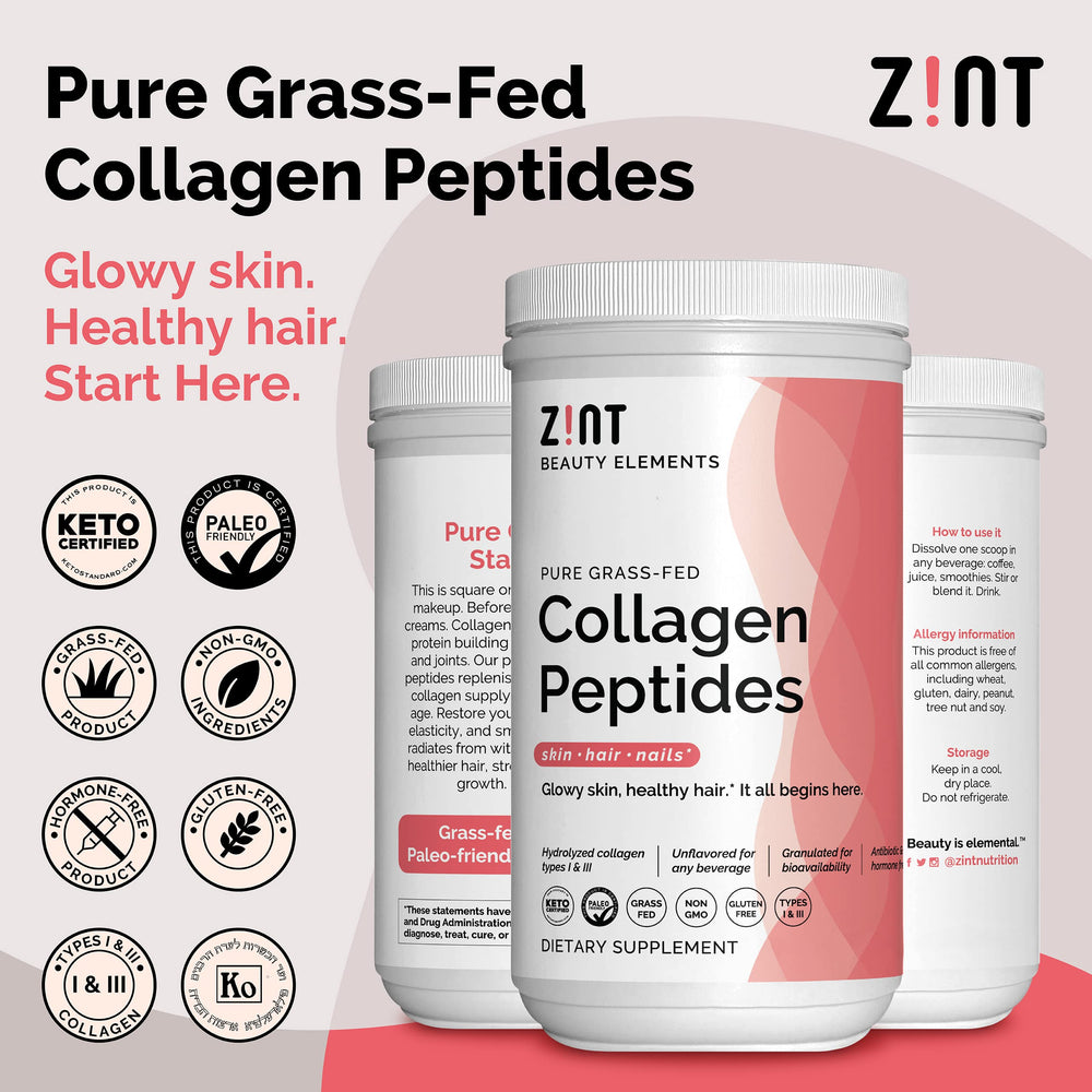 Hydrolyzed collagen from grass-fed cattle (Types I & III) label