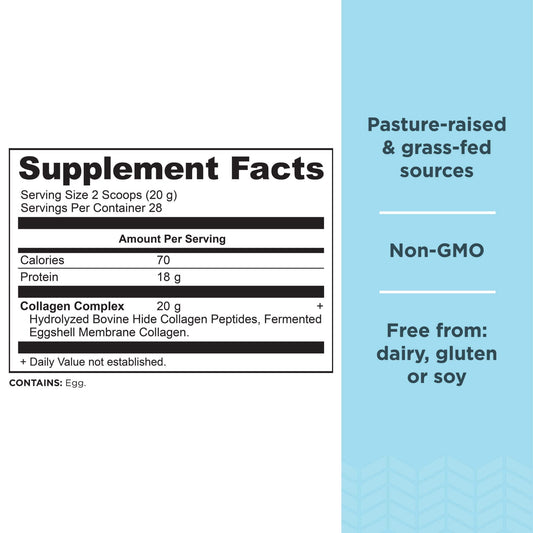 Scoop of collagen peptides powder with 20g serving
