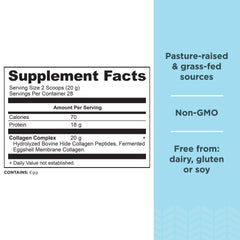 Scoop of collagen peptides powder with 20g serving