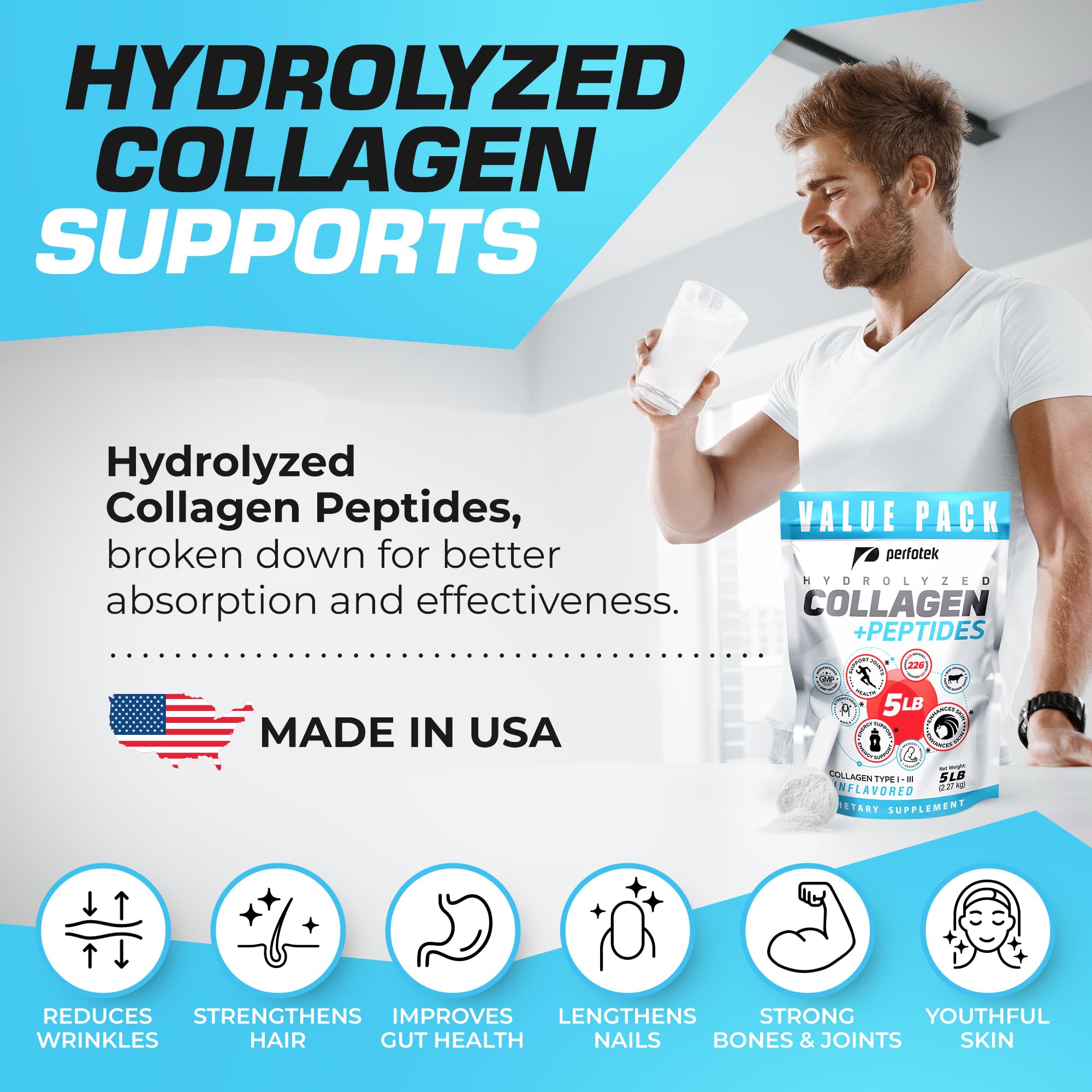 Grass-fed sourcing emblem on collagen powder packaging