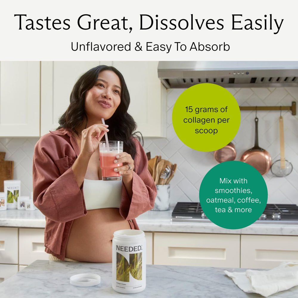 Serving scoop of hydrolyzed collagen powder