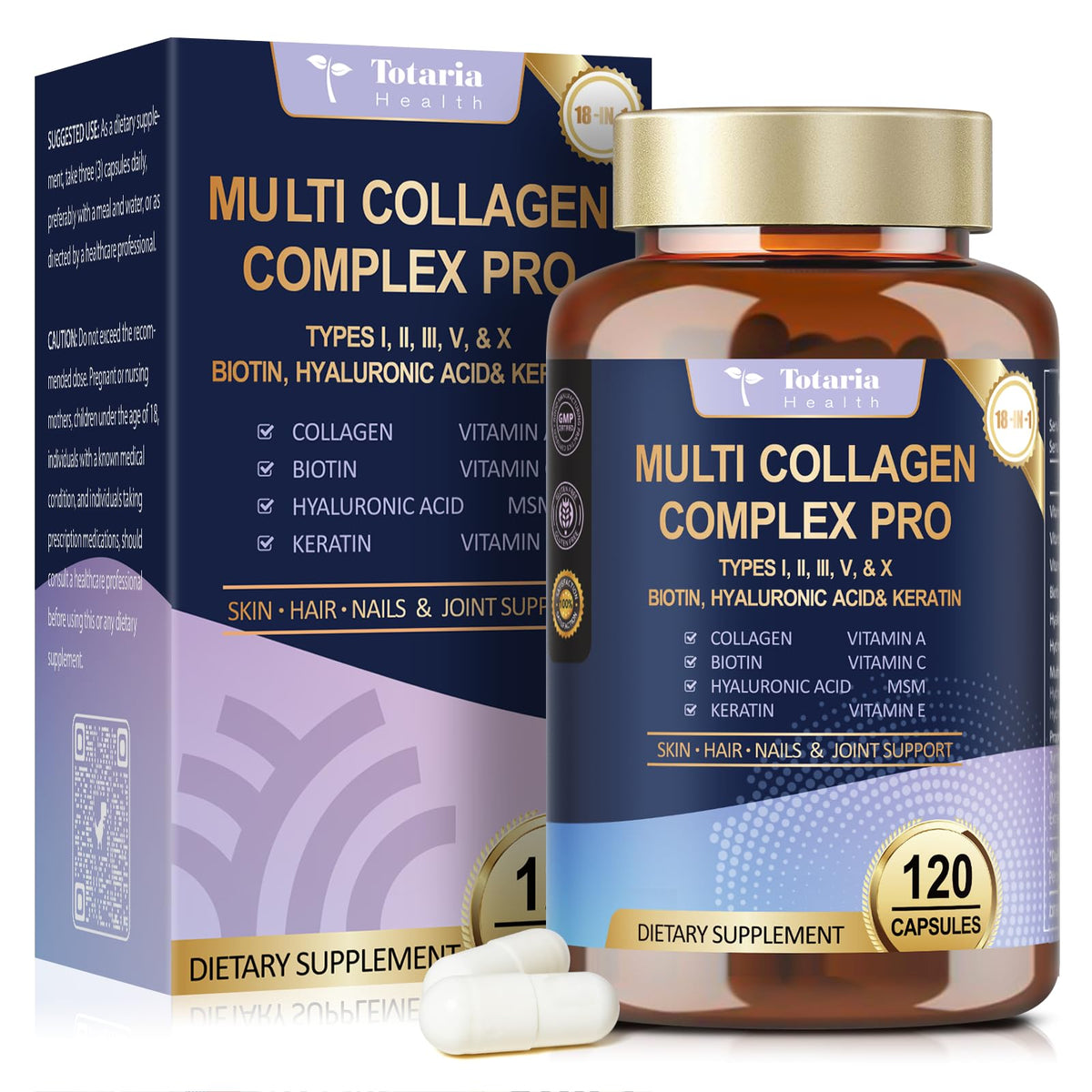 Front view of 18-in-1 Collagen Pro bottle label