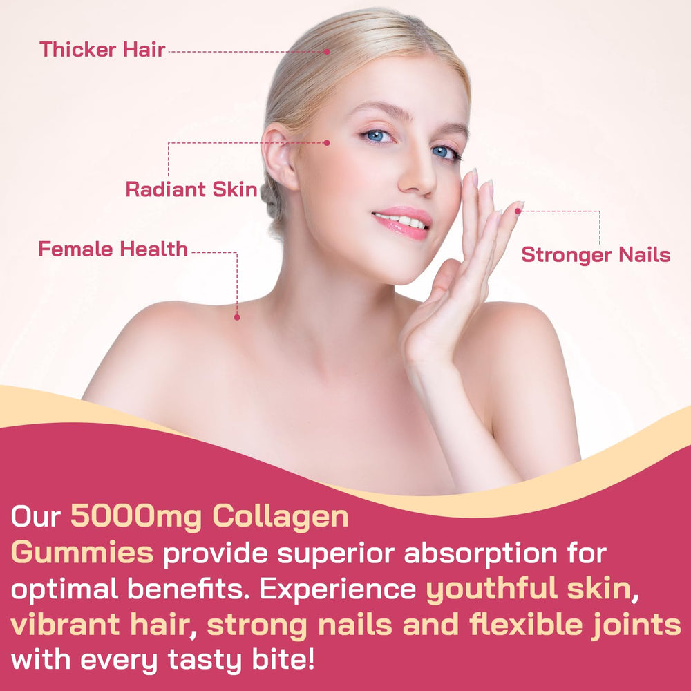 Concept image of skin, hair, and nails benefits from collagen